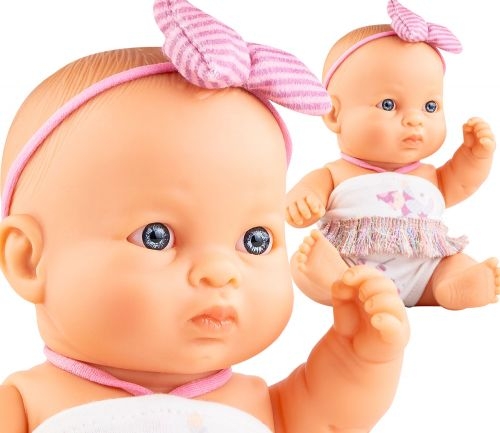Lalka Hiszpańska 21 cm Paola Reina 00192 Peques, bobas cały z winylu, dziewczynka, body, opaska na głowę