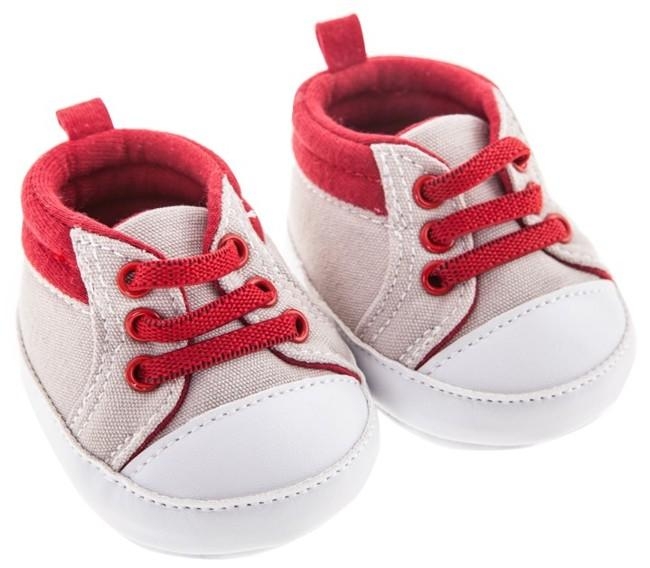 Oryginalne buty Antonio Juan dla lalki 42 cm Bobas 92004_6, beżowe z czerwonymi sznurówkami z gumki