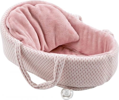 Lalka Hiszpańska 40 cm Arias 50812 bobas bez włosów miękki brzuszek, płacze, mówi mama papa, w ubranku, smoczek, nosidełko z poduszeczką
