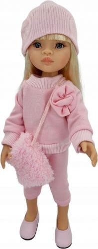 Komplet dla lalki Paola Reina Amigas 32 cm różowe dresy, czapeczka, futrzana torebka