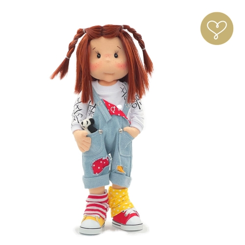 Lalka 38 cm Lullu Dolls Bobby w ubranku, maskotka Panda, 3 warianty wyboru, na zdjęciu wariant 2 ruchomy szkielet