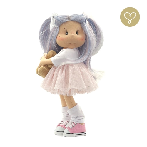 Lalka 38 cm Lullu Dolls Martusia w ubranku, maskotka Misio, 3 warianty wyboru, na zdjęciu wariant 2 ruchomy szkielet