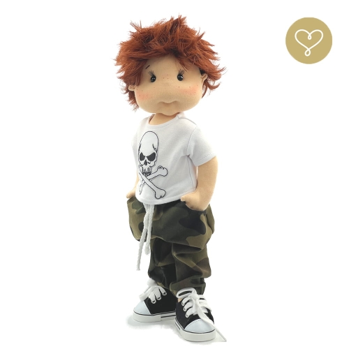 Lalka 38 cm Lullu Dolls Szymon w ubranku, 3 warianty wyboru, na zdjęciu wariant 2 ruchomy szkielet
