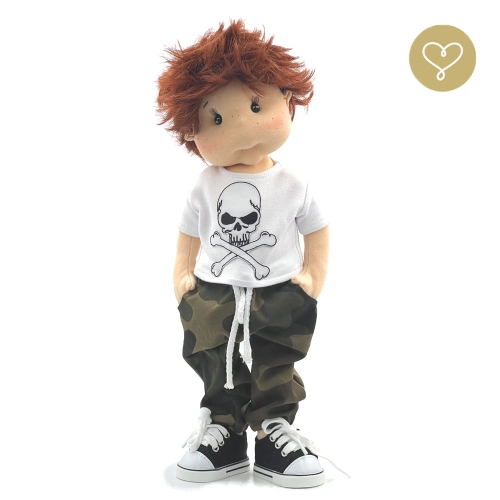 Lalka 38 cm Lullu Dolls Szymon w ubranku, 3 warianty wyboru, na zdjęciu wariant 2 ruchomy szkielet