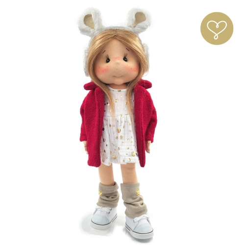 Sukienka biała muślinowa w złote kropeczki dla lalki 38 cm Lullu Dolls