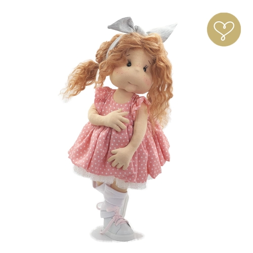 Sukienka różowa w groszki 2 dla lalki 38 cm Lullu Dolls z halką z tiulu