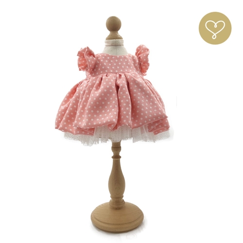 Sukienka różowa w groszki 2 dla lalki 38 cm Lullu Dolls z halką z tiulu