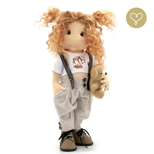 Lalka 38 cm Lullu Dolls Nelly w ubranku, maskotka Misio, 3 warianty wyboru, na zdjęciu wariant 3 kolekcjonerski