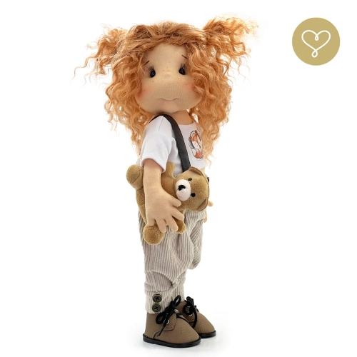 Lalka 38 cm Lullu Dolls Nelly w ubranku, maskotka Misio, 3 warianty wyboru, na zdjęciu wariant 3 kolekcjonerski