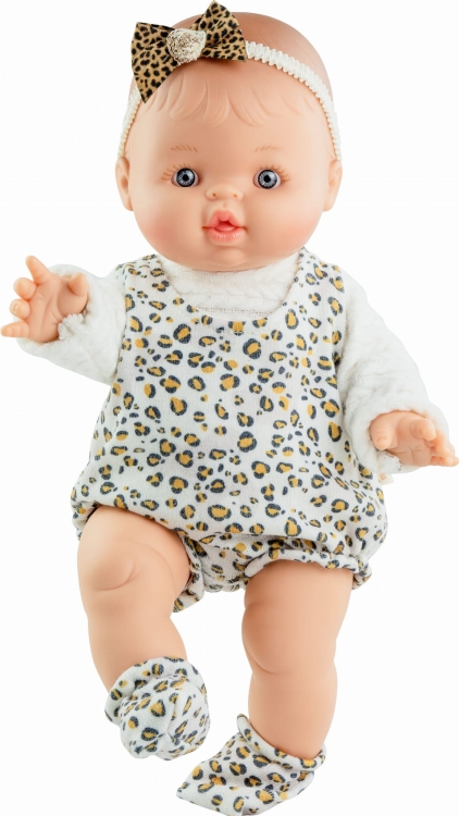 Oryginalne ubranko Paola Reina dla lalki 34 cm Bobas Gordis 54097, opaska na głowę, ciepła bluzeczka, rampers, materiałowe buciki