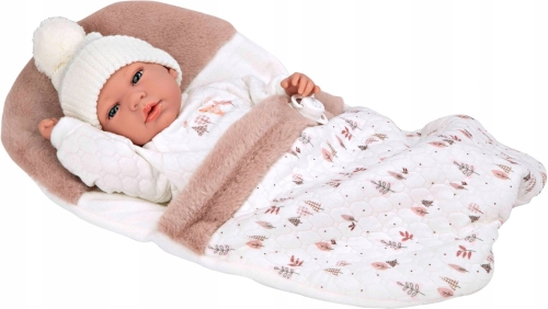 Lalka Hiszpańska 40 cm Arias 60821 bobas bez włosów miękki brzuszek, w ubranku, smoczek, śpiworek