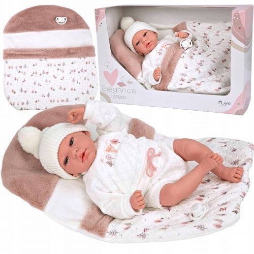 Lalka Hiszpańska 40 cm Arias 60821 bobas bez włosów miękki brzuszek, w ubranku, smoczek, śpiworek