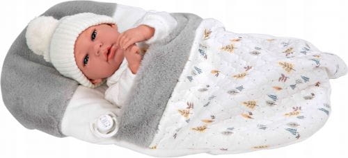 Lalka Hiszpańska 40 cm Arias 60822 bobas bez włosów miękki brzuszek, w ubranku, smoczek, śpiworek