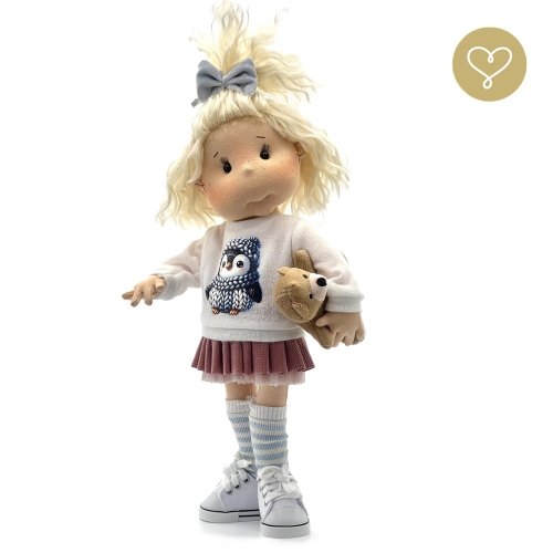 Lalka 38 cm Lullu Dolls Gaga w ubranku, maskotka Misio, 3 warianty wyboru, na zdjęciu wariant 3 kolekcjonerski