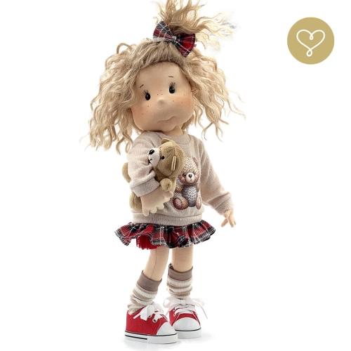 Lalka 38 cm Lullu Dolls Mimi w ubranku, maskotka Misio, 3 warianty wyboru, na zdjęciu wariant 3 kolekcjonerski
