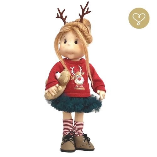 Lalka 38 cm Lullu Dolls Olga w ubranku, maskotka Misio, 3 warianty wyboru, na zdjęciu wariant 3 kolekcjonerski