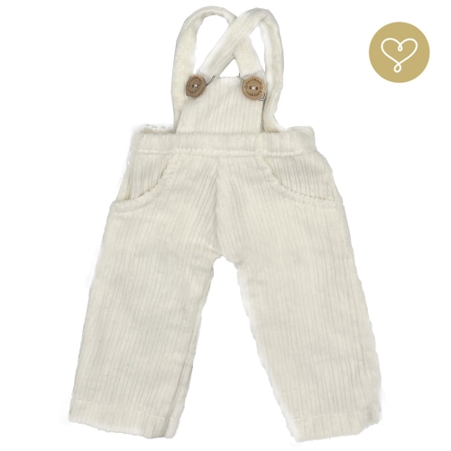 Białe sztruksowe spodnie ogrodniczki 5 dla lalki 38 cm Lullu Dolls