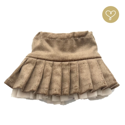 Brązowa spódnica sztruksowa Bubba dla lalki 38 cm Lullu Dolls z tiulową halką