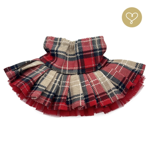Spódnica Mimi w czerwoną kratkę dla lalki 38 cm Lullu Dolls z tiulową halką