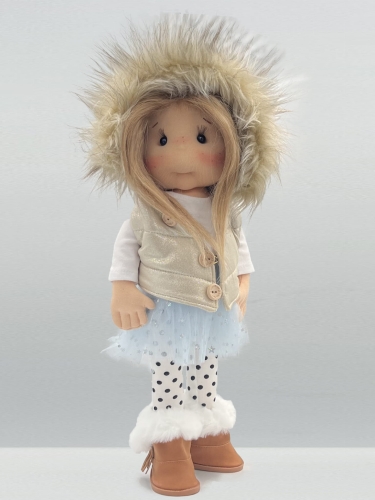 Sukienka gwiazdki 2 dla lalki 38 cm Lullu Dolls jasno-niebieska tiulowa sukienka w połyskujące gwiazdki