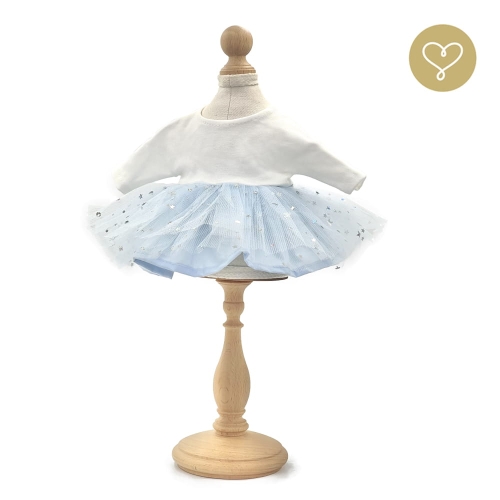 Sukienka gwiazdki 2 dla lalki 38 cm Lullu Dolls jasno-niebieska tiulowa sukienka w połyskujące gwiazdki