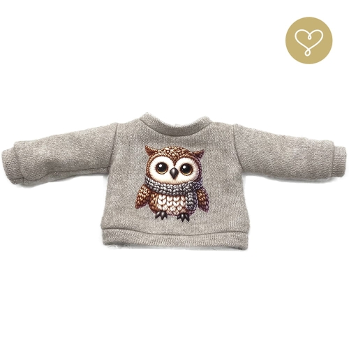Sweter Sowa 2 dla lalki 38 cm Lullu Dolls, beżowy, aplikacja sowa