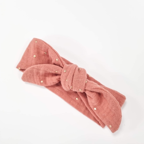 Opaska muślinowa dla lalki Miniland 38 cm, Paola Reina 34 cm, Minikane 34 cm - morelowy/ceglasty