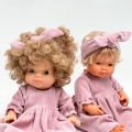 Opaska welurowa dla lalki Miniland 38 cm, Paola Reina 34 cm, Minikane 34 cm - róż