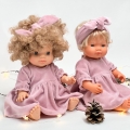 Opaska welurowa dla lalki Miniland 38 cm, Paola Reina 34 cm, Minikane 34 cm - róż