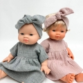 Opaska muślinowa dla lalki Miniland 38 cm, Paola Reina 34 cm, Minikane 34 cm - szara