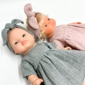 Opaska muślinowa dla lalki Miniland 38 cm, Paola Reina 34 cm, Minikane 34 cm - szara