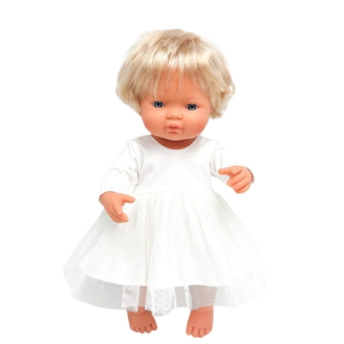 Sukienka dla lalki Miniland 38 cm, Paola Reina 34 cm i Minikane 34 cm - Balerina, ecru