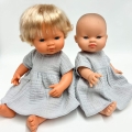 Sukienka muślinowa dla lalki Miniland 38 cm, Paola Reina 34 cm i Minikane 34 cm - szara