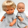 Sukienka muślinowa dla lalki Miniland 38 cm, Paola Reina 34 cm i Minikane 34 cm - szara