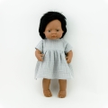 Sukienka muślinowa dla lalki Miniland 38 cm, Paola Reina 34 cm i Minikane 34 cm - szara