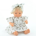 Sukienka muślinowa i opaska dla lalki Miniland 38 cm, Paola Reina 34 cm i Minikane 34 cm - niebieska łączka