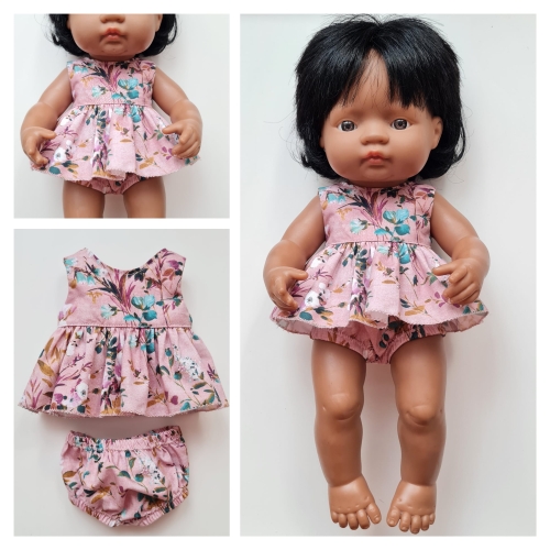 Komplet tunika i bloomersy dla lalki Miniland 38 cm