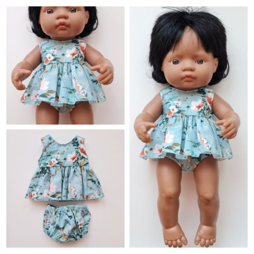 Komplet tunika i bloomersy dla lalki Miniland 38 cm