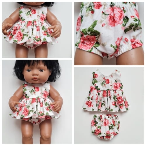 Komplet tunika i bloomersy dla lalki Miniland 38 cm