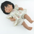 Komplet lniane bloomersy i tunika retro łączka dla lalki Miniland 38 cm, Paola Reina 34 cm i Minikane 34 cm