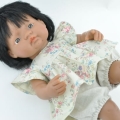 Komplet lniane bloomersy i tunika retro łączka dla lalki Miniland 38 cm, Paola Reina 34 cm i Minikane 34 cm