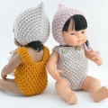 Włóczkowy kombinezon dla lalki Miniland 38 cm, Paola Reina 34 cm i Minikane 34 cm - różowy