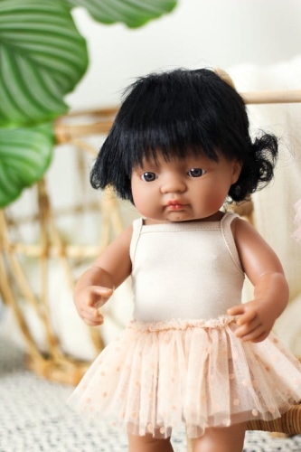 Strój baletnicy body i spódniczka tutu dla lalki Miniland 38 cm - beżowy