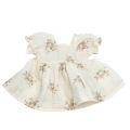 Sukienka muślinowa dla lalki Miniland 21 cm i Paola Reina Peques 21 cm - beżowe kwiaty na kremie