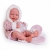 Lalka Hiszpańska 42 cm Antonio Juan 50395 Carla, bobas cały z winylu, dziewczynka, bez włosów, rzęsy, w ubranku, smoczek, buteleczka, podusia motylek