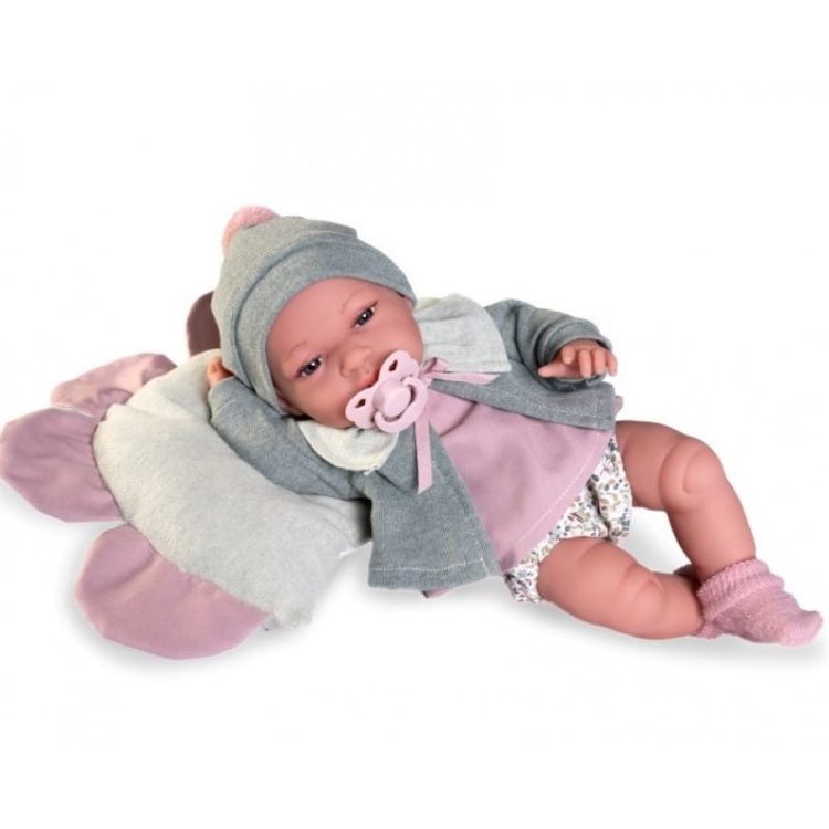Lalka Hiszpańska 33 cm Antonio Juan 60150 Baby Toneta, bobas cały z winylu, dziewczynka, ubranko, smoczek, poduszka