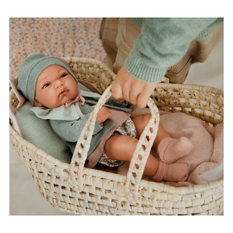 Lalka Hiszpańska 33 cm Antonio Juan 60150 Baby Toneta, bobas cały z winylu, dziewczynka, ubranko, smoczek, poduszka