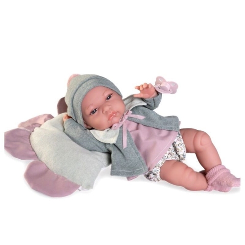Lalka Hiszpańska 33 cm Antonio Juan 60150 Baby Toneta, bobas cały z winylu, dziewczynka, ubranko, smoczek, poduszka