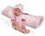 Lalka Hiszpańska 26 cm Antonio Juan 84097 Pitu, bobas cały z winylu, dziewczynka, bez włosów, w ubranku, kocyk przewijak z kieszonką na laleczkę