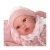 Lalka Hiszpańska 42 cm Antonio Juan 50418 Erika, bobas cały z winylu, dziewczynka, bez włosów, rzęsy, w ubranku, smoczek, kocyk